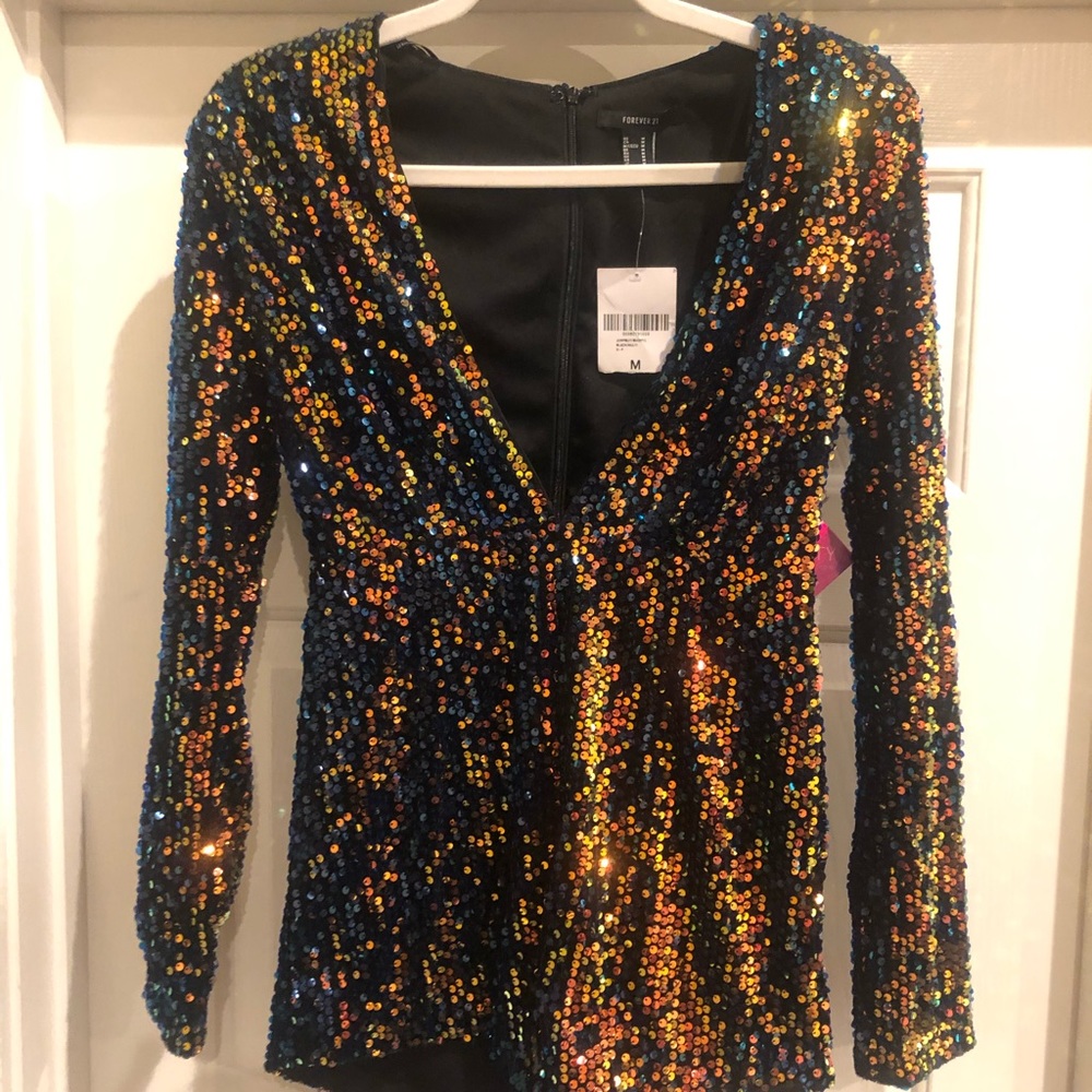 Black Multi Sequin Forever 21 Romper